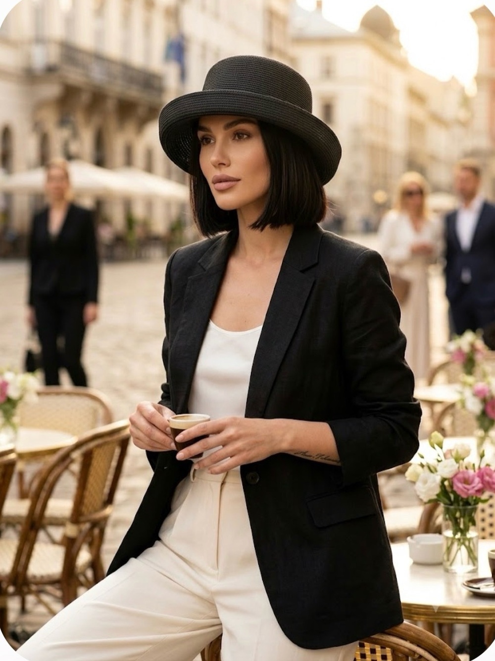 Betmar New York Black Woven Straw Fedora Sun Hat